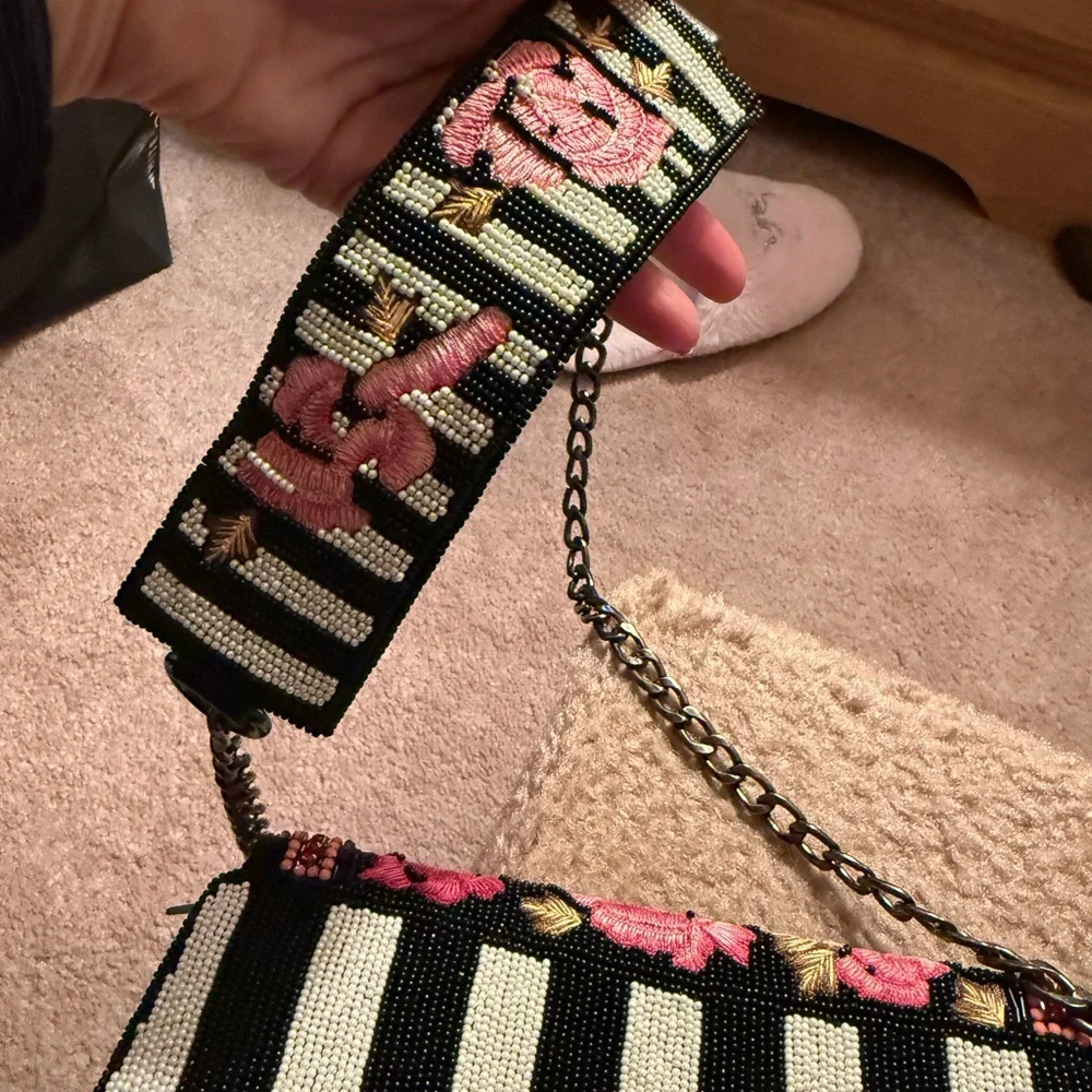 Mary Frances Black and Pink Floral Mini Bag - Picture 6 of 13